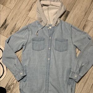 Pacsun Light Blue Hooded Denim Dress with pockets